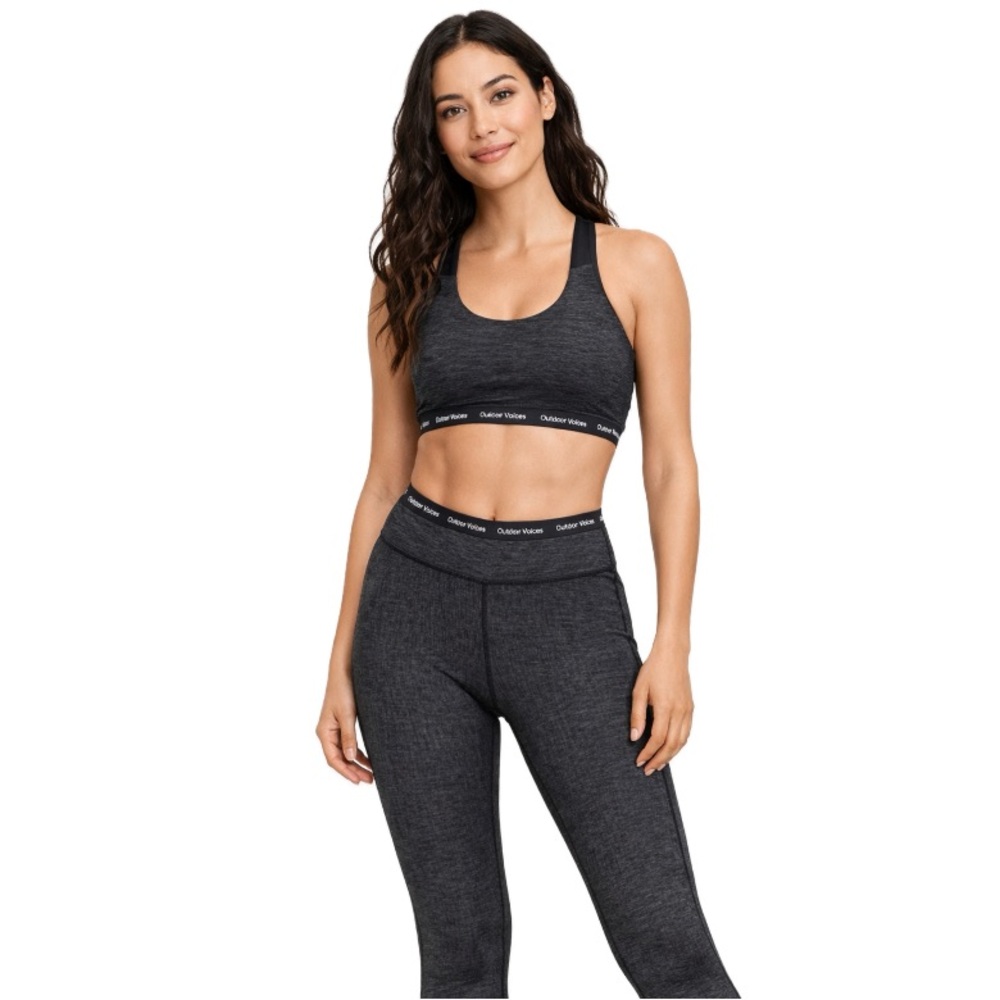 Outdoor Voices, Activewear Set Sports Bra + Leggings Heathered Charcoal, Size S